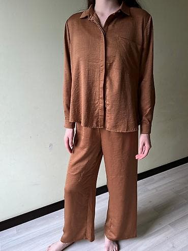 second hend: Брючный костюм, Прямые, Рубашка, Made in KG, Шелк, Лето — 4