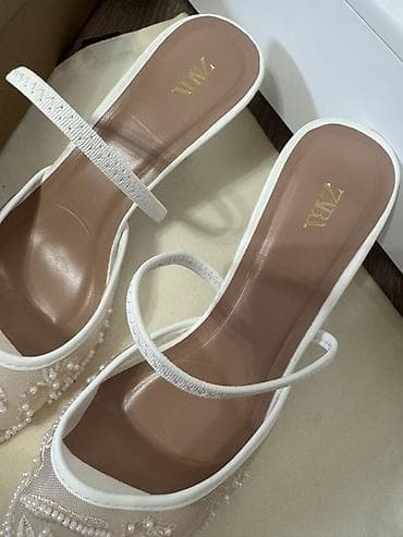 Босоножки, 38.5, 39, Zara, Новый, цвет - Бежевый