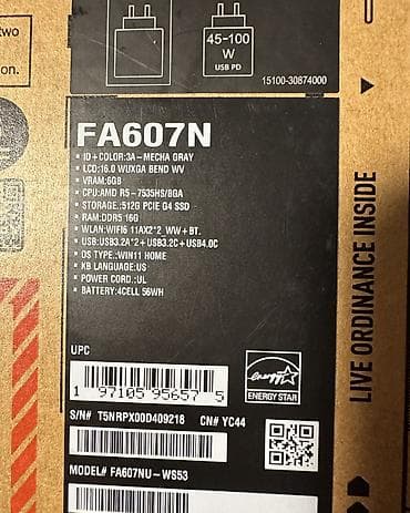 i3 4: Ноутбук ASUS Для программирования, AMD Ryzen 5, ОЗУ, RAM: 16 ГБ, ASUS TUF Gaming — 6