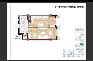 кварьиры: 1 комната, 52 м², Элитка, 9 этаж, Готовая ПСО (под самоотделку) — 7