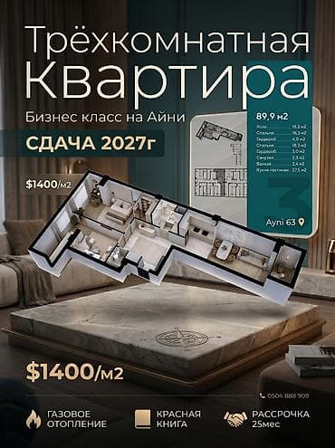 Продажа квартир: 3 комнаты, 90 м², Элитка, 6 этаж, Готовая ПСО (под самоотделку) — 2