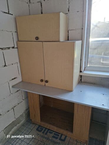 кухный шкаф: Кухонный гарнитур, Б/у, цвет - Бежевый, ДСП, Самовывоз — 2