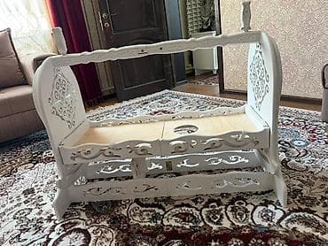 кроватка люлька: Люлька, Новый, Колыбель, Дерево, цвет - Белый, Бесплатная доставка — 4