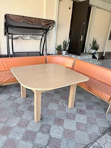 скамейки для дома: Кухонный мягкий уголок, ЛДСП, цвет - Оранжевый — 2