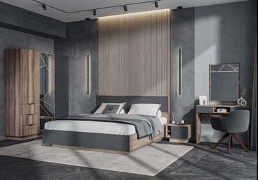 шыфонеры: Даллас ШК 01 - Шкаф 3Д, МДФ Софт Графит/Дуб Каньон, Стендмебель — 1