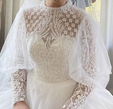 Айымдардын бут кийими: Свадебное платье А-силуэта с длинными рукавами. - Цвет: классический — 3