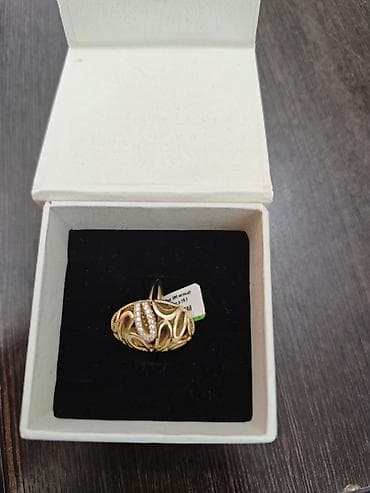 золотое кольцо: Кольцо, Помолвочное, Проба 585, Фианит — 5