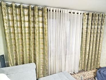 шторка для окна: Комплект штор, Жаккард, С тюлем в комплекте, Готовое изделие, Для зала — 1