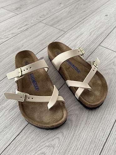 Сандалдар жана шлепкалар: Босоножкалар, 37, Birkenstock, Жаңы, түсү - Саргыч боз, Өзү алып кетүү — 5