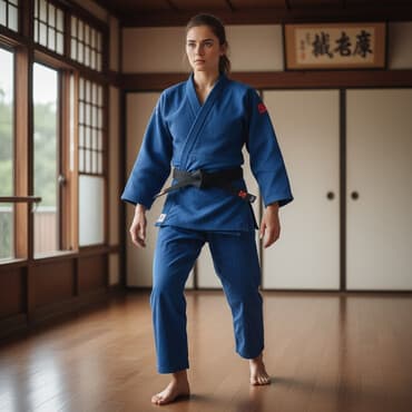 купальник для художественной гимнастики черный: Кимоно для дзюдо (синий) - Комплект: куртка (удоги) и брюки, пояс — 1