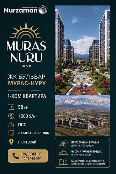 1 комната, 58 м², Орто-Сай с. Элитка, 7 этаж, ПСО (под самоотделку)