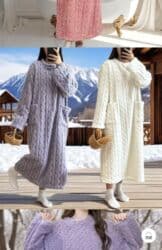 домашние халаты больших размеров: Теплое домашнее платье-халат из мягкого плюша - Длина миди/макси — 9