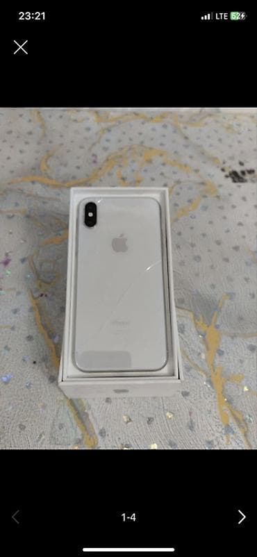 айфон смартфон: IPhone X, 256 ГБ, серебристый вложения зади скол есть - Память: 256 ГБ — 4