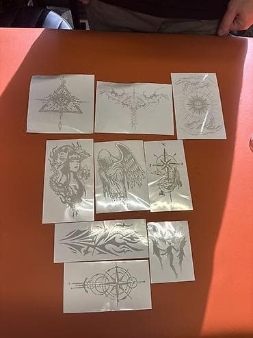 Очки: Набор переводных татуировок (временные тату) с графическими эскизами — 2