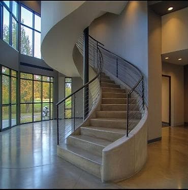 шкаф для дома и офиса: Бетонная лестница Для дома, Форма лестницы: Много-маршевая — 1