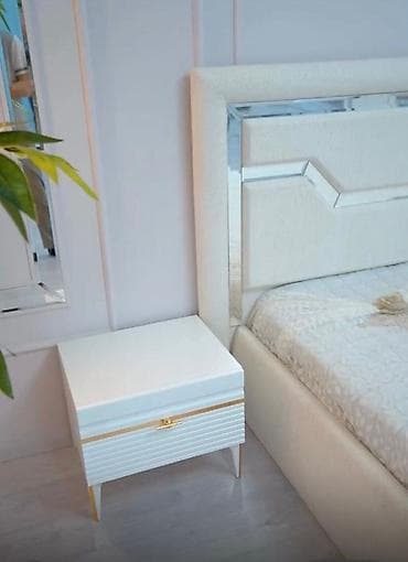 Эмерек гарнитурлары: Уктоочу бөлмө гарнитуру, Жаңы, Эки кишилик керебет, түсү - Ак — 7