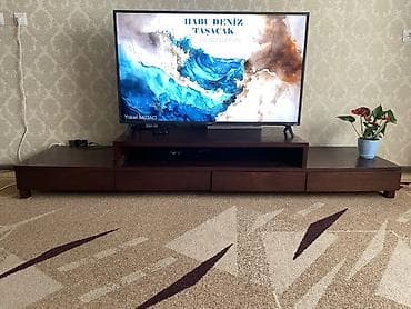 шкаф посуда: Тумба и подставка для телевизора, Б/у, Напольная, Дерево, цвет - Коричневый — 1