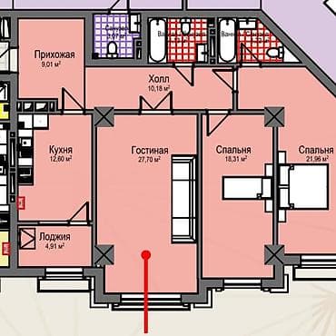 property: 3 комнаты, 114 м², Элитка, 14 этаж, Готовая ПСО (под самоотделку) — 6