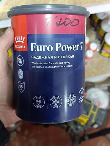 Краска моющаяся Tikkivala Euro Power 7 для стен и потолка - — 1