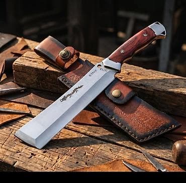Кованый нож-мачете с кожаными ножнами ДЛИНА 35 см ВЕС 700 гр -