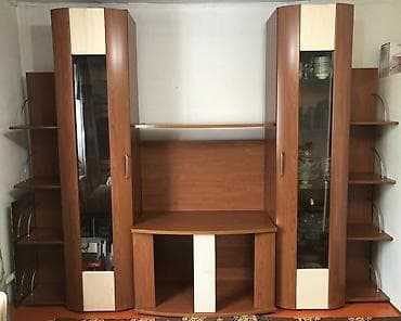 шкафы для посуды бу: Гарнитур для зала, Шкаф, ДСП, цвет - Коричневый — 1