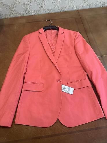 семейные одежды: Мужской блейзер C&A кораллового цвета, выполненный из 100% хлопка — 1