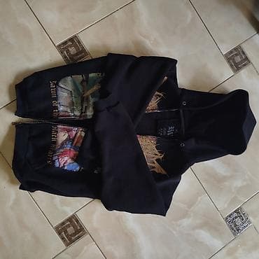 Айымдардын кийими: Архив худи на молнии с капюшоном, черная, с крупным цветным принтом на — 3