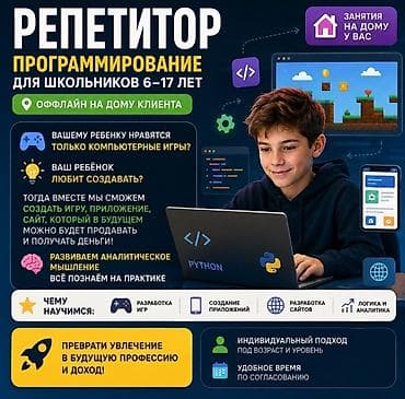 Репетитор по программированию для школьников 6–17 лет Формат занятий