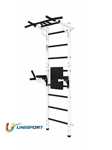 Шведская стенка UNISPORT с турником и брусьями/прессом - Настенная