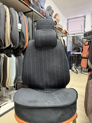 массажные накидки на авто: Чехлы Тканевые, С подушкой, цвет - Черный — 3