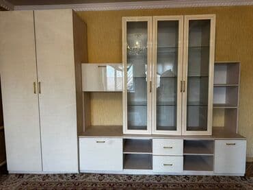 Гарнитур для зала, Шкаф, ДСП, цвет - Бежевый