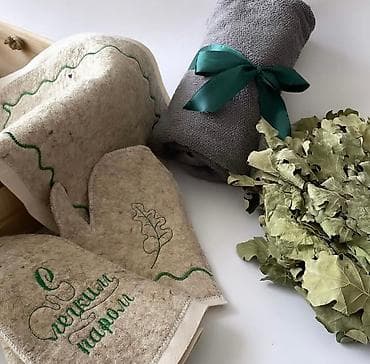 веник баня: Любителям баньки! Банный набор - махровое банное полотенце - фетровая — 2