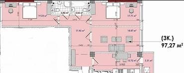 pro group: 3 комнаты, 97 м², Элитка, 14 этаж, Готовая ПСО (под самоотделку) — 5