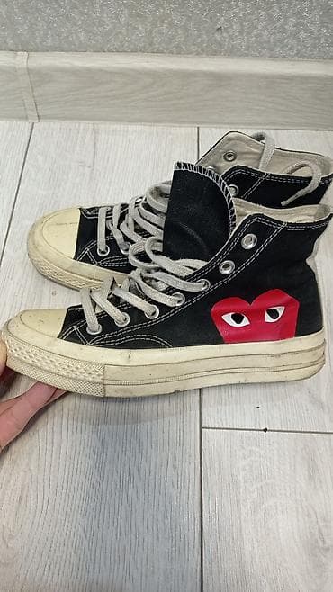 лакированная: Распродаю. Кеды Converse x Comme des Garçons Play, высокие, черные 37 — 3