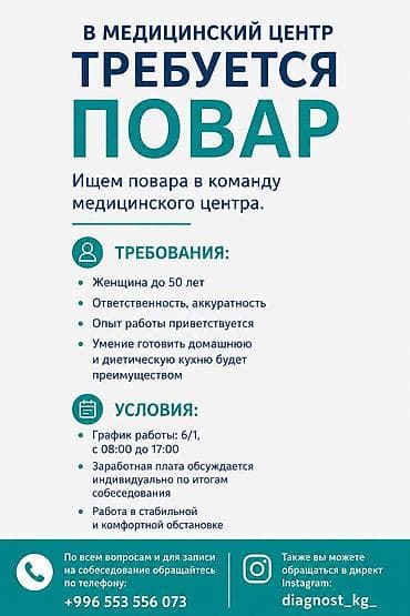 врач вакансия: В медицинский центр требуется повар! Ищем повара в команду — 1