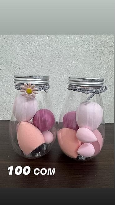 real techniques: Набор косметических спонжей для макияжа в прозрачной баночке с — 1