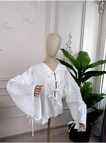 lining flex: Блузка, Лен, Однотонный, Укороченная модель — 1