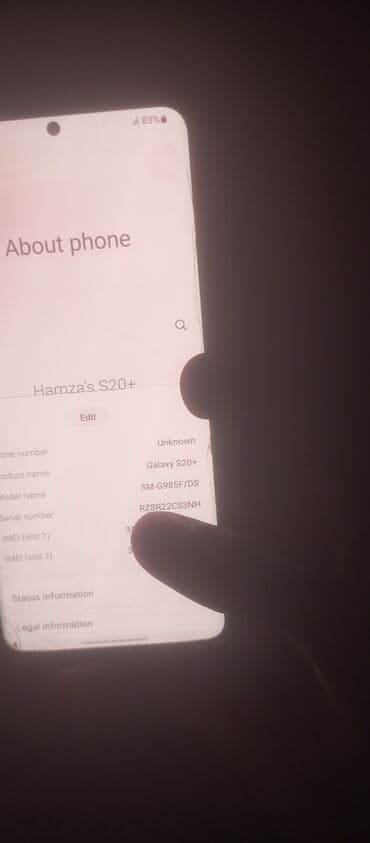 телифон б у: Samsung Galaxy S20 Plus, Колдонулган, 128 ГБ, түсү - Кара, 2 SIM, eSIM — 4