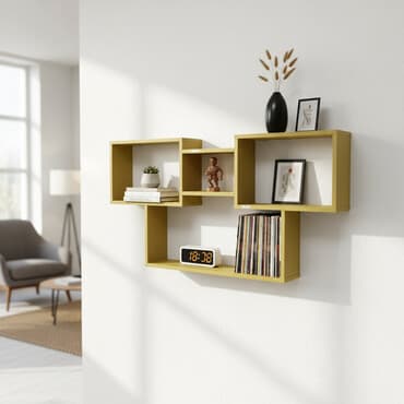 подвесные полки для цветов: Полка навесная P002B (Винил желтый) Большая и стильная настенная полка — 1