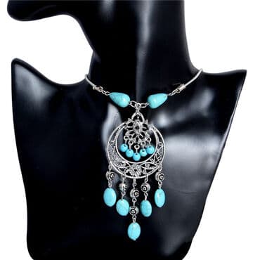 чачы casio: Колье в этническом стиле с натуральными камнями металл - сплав цинка — 1