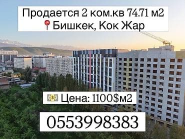 квартиры от застройщика: 2 комнаты, 74 м², Элитка, 6 этаж, Готовая ПСО (под самоотделку) — 1