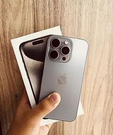 IPhone 15 Pro, Б/у, 128 ГБ, Natural Titanium, Коробка, 87 %