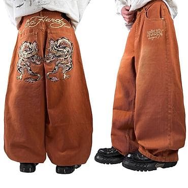 luis vitton: Широкие джинсы Ed Hardy - Цвет: терракотовый/ржаво-оранжевый - — 1