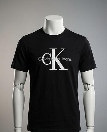 кара шым: Футболка Calvin Klein Jeans с фирменным логотипом CK на груди. - — 1