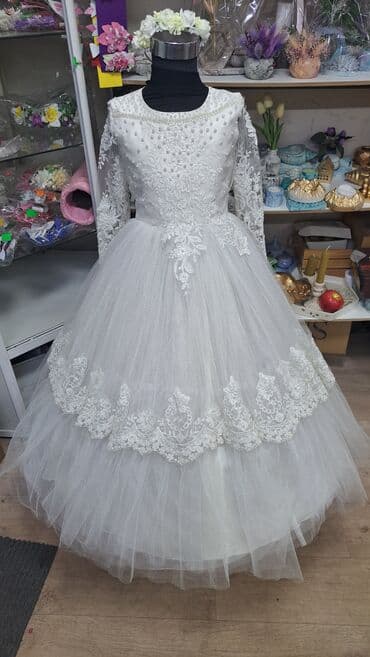 кыргызские национальные платья для девочек: Детское платье, цвет - Белый, Новый — 10