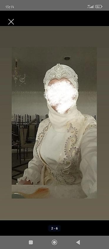 свадебные платья б: Платье на кыз узатуу, M, С поясом, Новый, цвет - Белый — 2