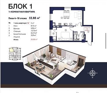 Строится, Элитка, 3 комнаты, 117 м² — 4