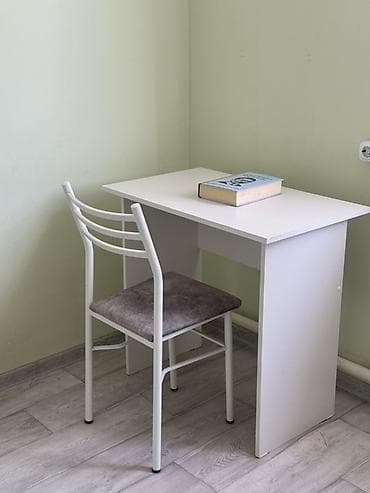 small table: Компактный письменный стол с стулом - Стол прямоугольный, белый — 2