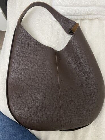 бордовая сумка: Сумка-хобо двусторонняя, коричневая - Материал: одна сторона — гладкая — 2