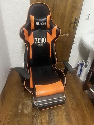 куплю сары май: Игровое кресло, Б/у, С колесиками, цвет - Оранжевый, Экокожа — 1